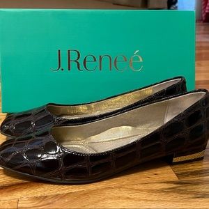 J.René flats. Dark Brown Tortoise with Gold Heel. Size US 8